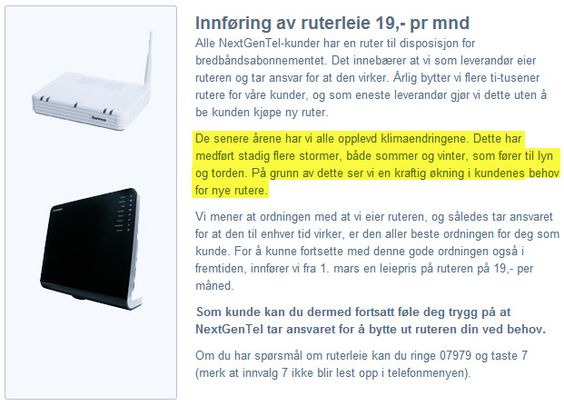 Denne meldingen var en del av nyhetsbrevet NextGenTel sendte ut til sine kunder.