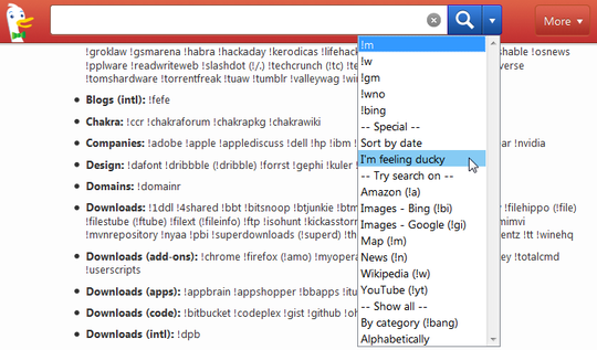 Eksempler på !bangs.