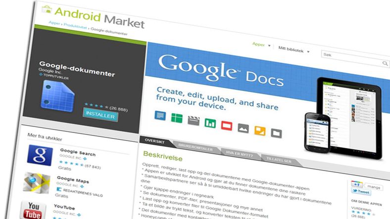 Nye Google Docs virker uten Internett