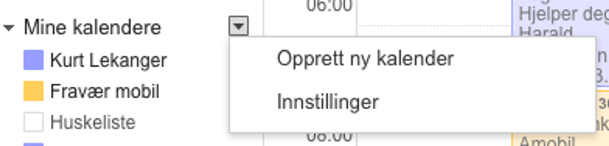 Kalendere du oppretter hos Google vil dukke opp på Android-mobilen din.