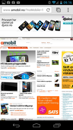 Slik ser grensesnittet i Chrome for Android ut.