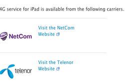 På Apples iPad-informasjonssider oppgis både NetCom og Telenor som leverandører av 4G-tjenester.
