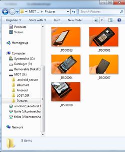 Med den gamle overføringsmodusen fikk du forhåndsvisning av telefonbildene på PC-en. Ulempen var at telefonen samtidig mistet tilgang på filene.