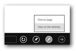 Internet Explorer i Metro har en egen knapp for å flytte deg over til den 