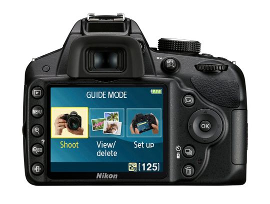 Baksiden av Nikon D3200.