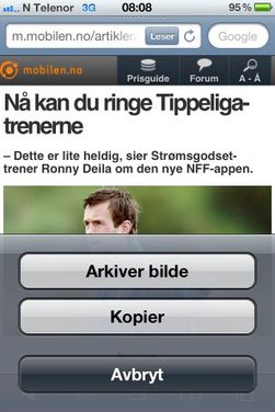 Det er enkelt å kopiere eller lagre bilder du finner på nettsider på mobilen.