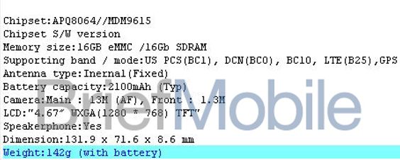 Slik skal spesifikasjonene på LS970 være. Hurtigminnet er oppgitt i gigabit i stedet for gigabyte. Deler vi på 8 ender vi opp med 2 GB.
