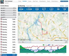 I treningsapper som Endomondo, Nike+ eller Runkeeper (bildet) plottes ruten du har løpt eller syklet inn på et kart.