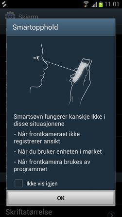 Hvis du velger det kan telefonen sjekke om den er i bruk før den skrur av skjermen. Dette er en svært nyttig funksjon, synes vi.