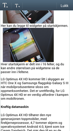 Nettleseren i Galaxy S III kommer med en egen lesemodus som er spesielt nyttig for lange stykker tekst.