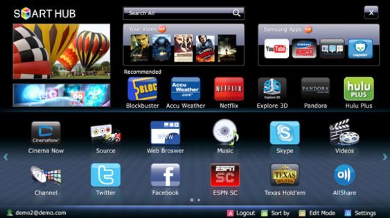 TV-apper i Samsungs Smart Hub.