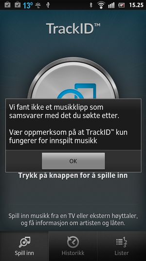 Av TrackID får vi ofte beskjed om at den ikke finner musikken.