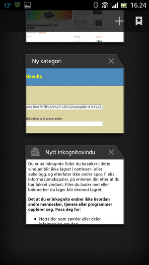 Fanevelgeren er grei, men ikke like god som i Chrome.