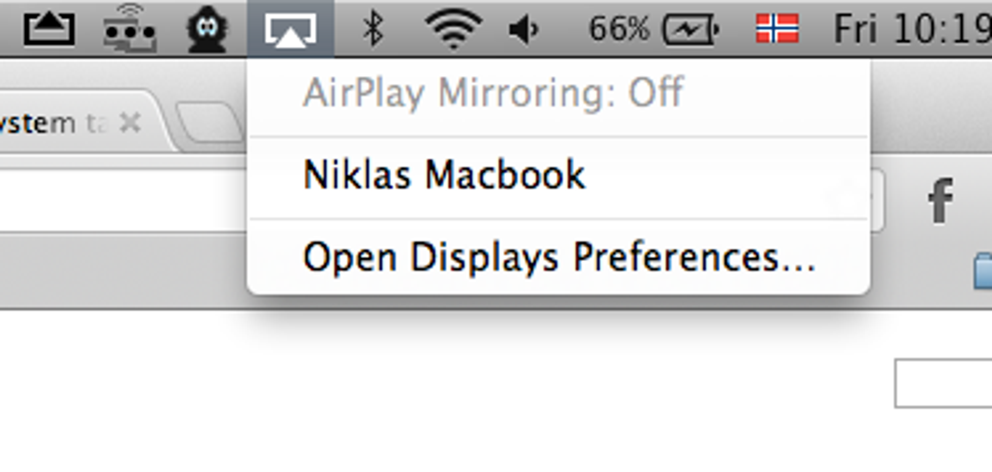 Macbook Proen dukker opp som en Airplay-mottaker så fort AirServer er installert. .