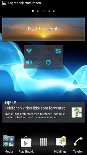 Widgeten i midten av bildet lar deg raskt skru av og på viktige telefonfunksjoner, som Bluetooth, Wi-Fi, dataroaming og GPS.