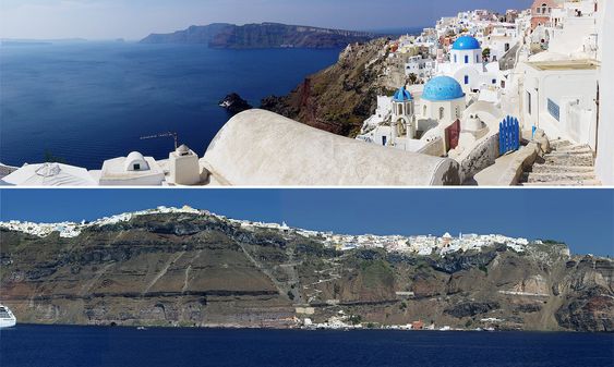 IDYLL I FARE? Innbyggerne i Santorinis hovedstad Fira vil være i umiddelbar fare dersom vulkanen skulle eksplodere med samme kraft som for 3600 år siden. Forskerne tror at slike utbrudd bare kommer med 20.000 års mellomrom, men er bekymret over aktiviteten under øya.