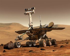 STILL GOING STRONG: Oppdraget til marsbilen Opportunity var i utgangspunktet ferdig i 2004, men ruller fremdeles rundt på den røde planeten. Nå har den sendt hjem et gåtefullt bilde NASAs forskere ikke kan forklare.