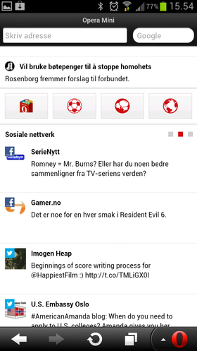 Slik ser Hjem-skjermen ut når alt er satt opp.