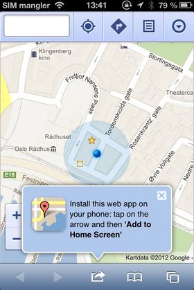 Her kan du legge Google Maps til startskjermen.