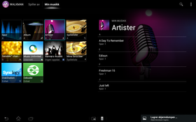 Musikkspilleren på Tablet S.