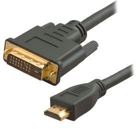 Liten HDMI og stor DVI.