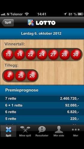 Det går kjapt å sjekke Lotto-resultatene på mobilen.