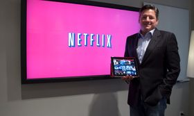 Ted Sarandos er innholdsansvarlig hos Netflix, og hadde mye å si om utdaterte distribusjonsmodeller og selskapets egne visjoner.