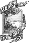 Apples første logo, med Sir Isaac Newton.