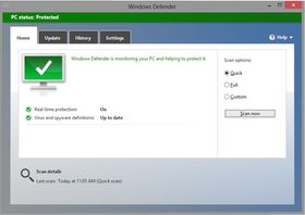 Windows Defender kommer med et gjenkjennelig og enkelt grensesnitt.