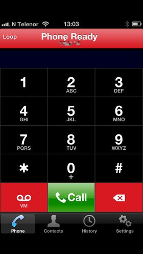 Skjermdump som viser startmenyen når du ringer med Loop på iPhone.