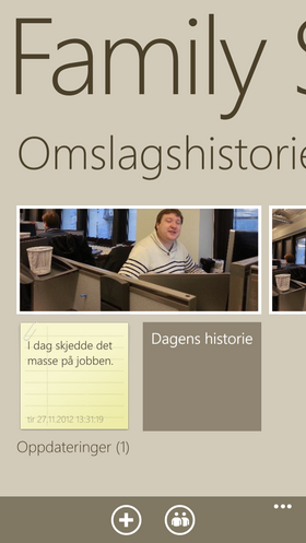 Programmet Family Story lar deg dele bilder og informasjon om hva som skjer med familie og venner.