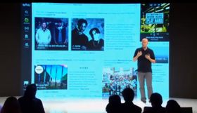 Daniel Ek under pressekonferansen i går.