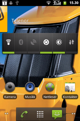 Menyene er standard Android 2.3.