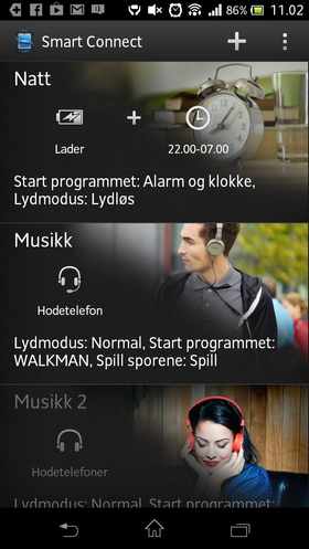 Du kan velge hvilke funksjoner som skal startes når du kobler til tilbehør.