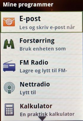 Det er foreløpig et ganske begrenset utvalg med programmer (apper), og noen av "programmene" er bare snarveier til nettleseren.