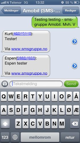 Slik ser "tråden" ut på en iPhone.