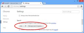 Her ligger Ask fortsatt som standard i Chrome, selv etter avinstallasjon.
