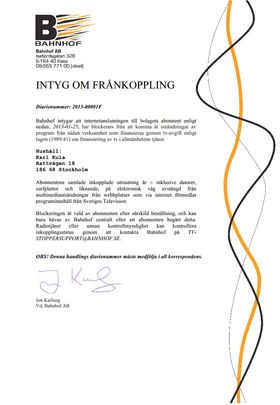 Eksempel på brevet kundene får fra Bahnhof.