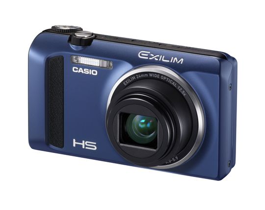 Blå Casio EXILIM EX-ZR400.