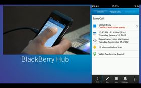 Bak applikasjonen som kjører vil du som regel finne BlackBerry Hub. Denne appen er en slags felles innboks for alle kontoene du har knyttet til telefonen, enten det er Facebook eller e-post og SMS.