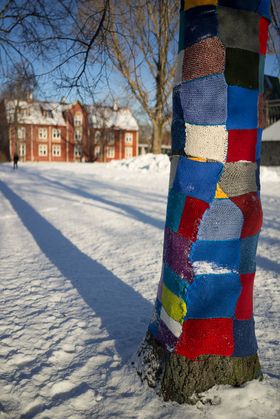 Linepusle: "Jeg likte særlig "garntreet" (det heter visst yarnbombing på engelsk!)".