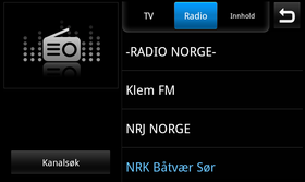 TV-avspilleren inneholder også et valg for DAB-radio.