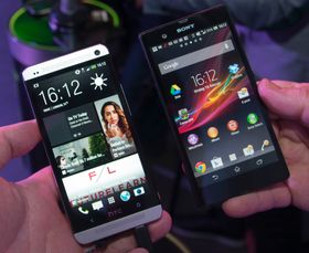 HTC One ved siden av Sony Xperia Z.