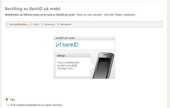Nettbanken sjekker om du kan ha Bank Id på mobil.