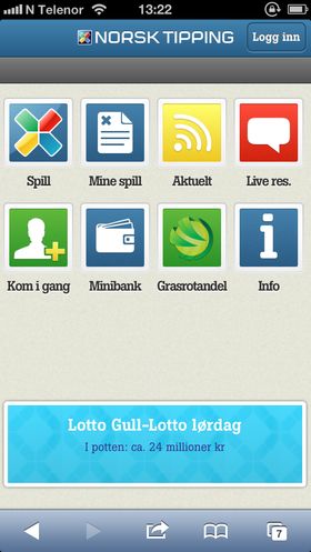 Tipping på mobil.