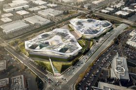 Nvidias nye hovedkontor i Silicon Valley. De gamle kan skimtes nede til høyre.