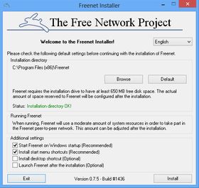 Freenet vil ta opp ganske mye plass, selv om selve programmet er temmelig lite.