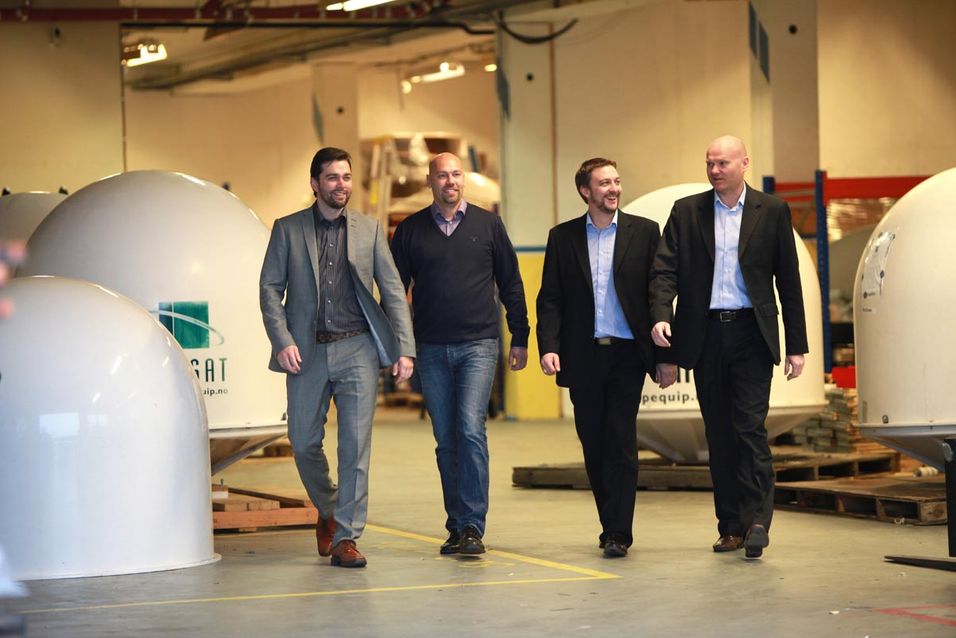 Ship Equips lederkvartett som har bygd opp selskapet de siste ti årene. Fra venstre: Gilles A. Gillesen, Morten Qvigstad, Esben Flo og Ivar Nesset.