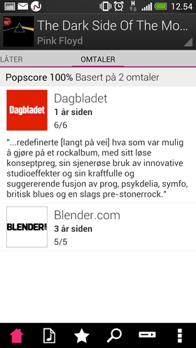 Relevante anmeldelser av platene dukker også opp.