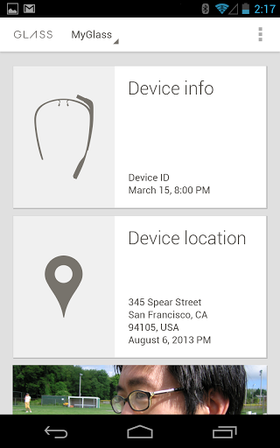 Google MyGlass for Android brukes sammen med Google Glass.